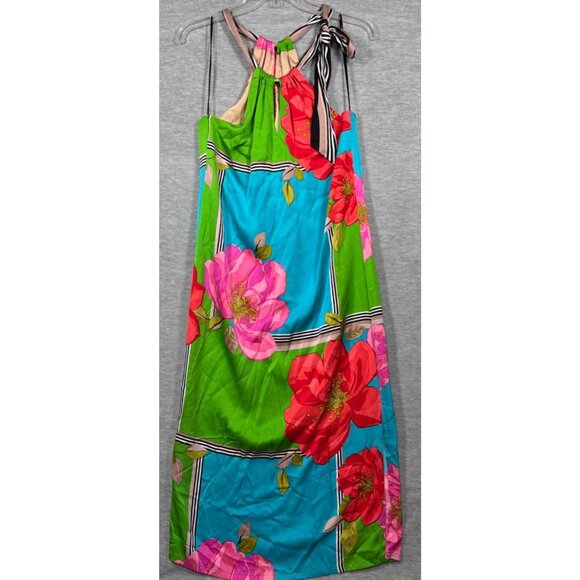 Trina Turk Dress Sz 0 Floral Dress Colorful Midi Rose - Picture 1 of 5